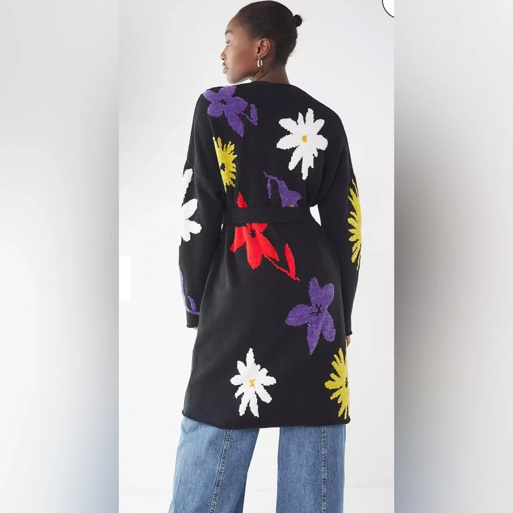 Urban Outfitters Longline Floral Chenille Cardigan Size M/L - Picture 4 of 10
